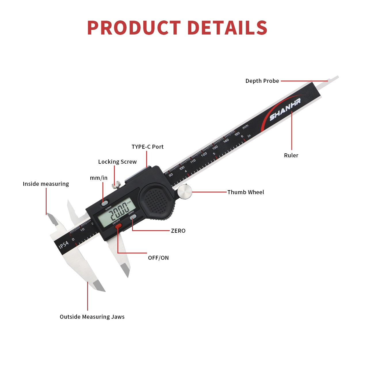 SHANHR Kaliper Vernier Elektro - Digital Caliper 150Mm Stainless Steel ulasan dan harga